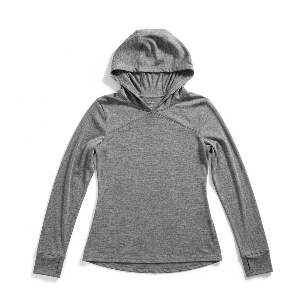 Old Navy Women Go Dry Hooded Top Hidden Back Pocket Gray M Activewear Athleisure